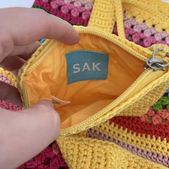 The Sak Large Rainbow Crochet Tote with Attached Coin Purse 13" x 16" x 5" - Picture 4 of 6